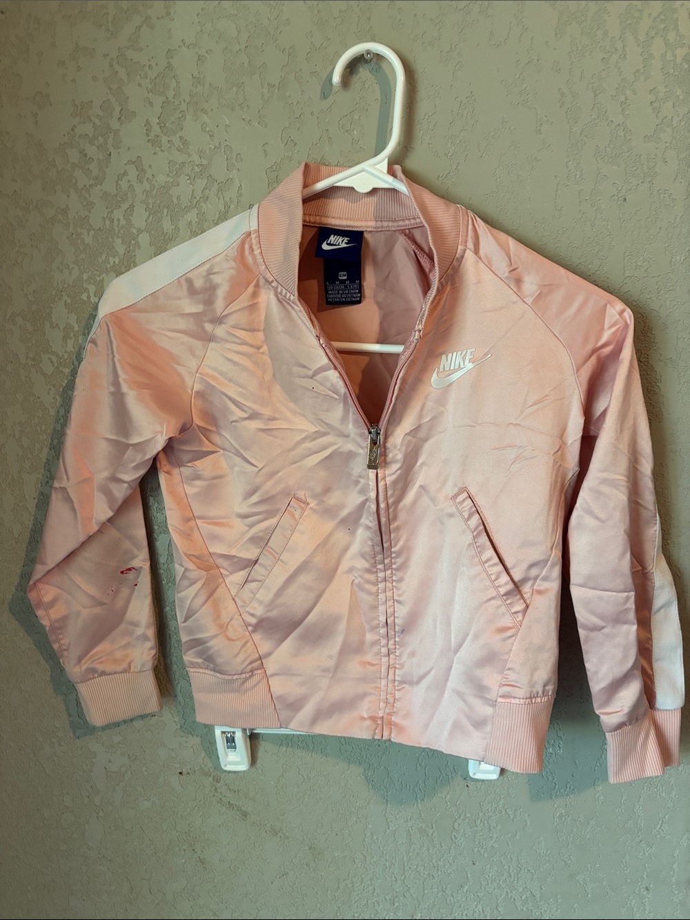Nike girls Pink Satin Bomber Jacket